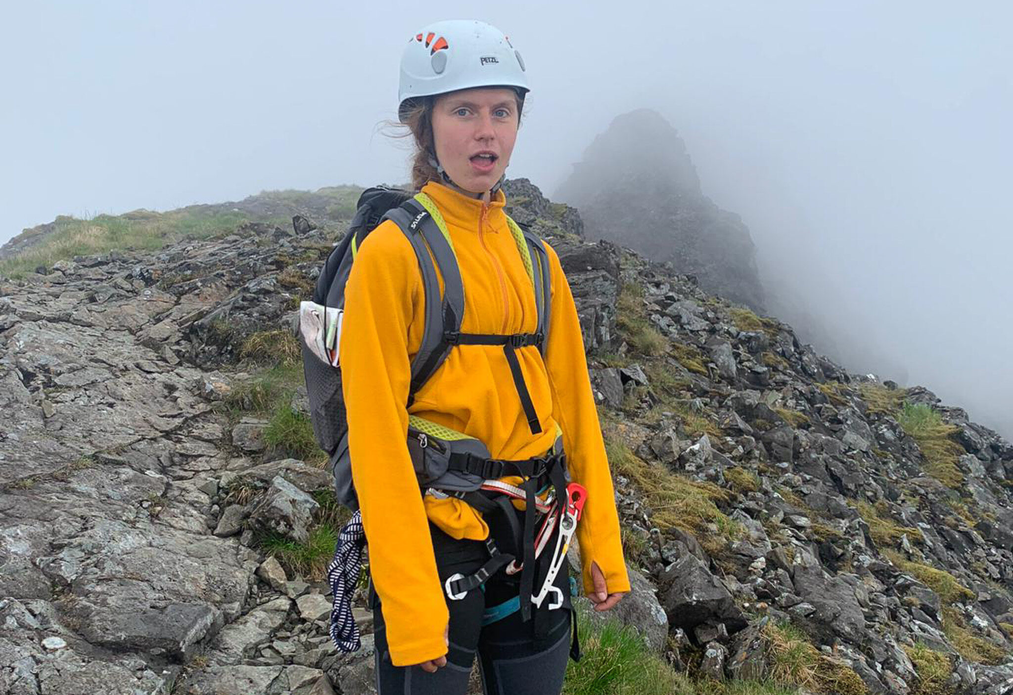 tired climber on the Cuillin Ridge Traverse