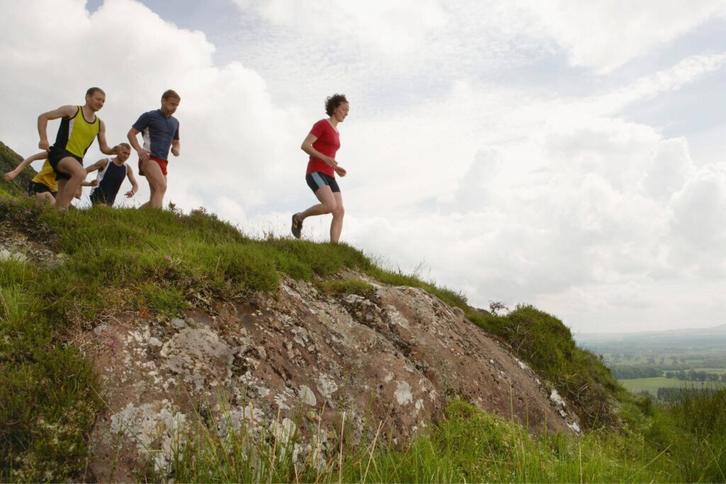 A group in training for one of the hill running rounds of Great Britain