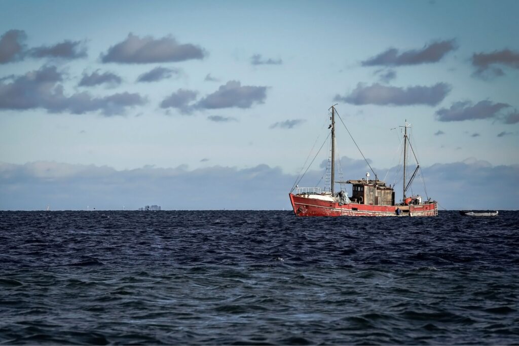 A danish fishing vessel on the sea