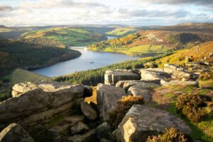 A view of Ladybower Reservoir from Bamford Edge.