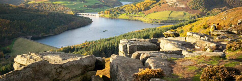 A view of Ladybower Reservoir from Bamford Edge.